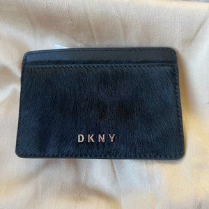DKNY Pony hair black card holder NWT